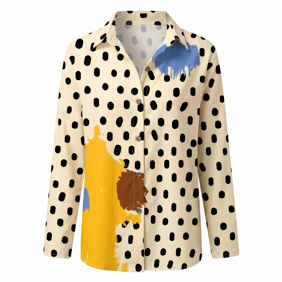 Beth | Oversized Split Neck Button-Up Blouse for Women