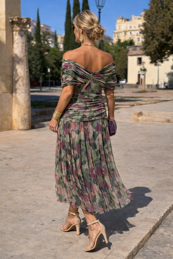 Evelyn | Women's Elegant V-Neck Chiffon Cocktail Party Dress Maxi Length