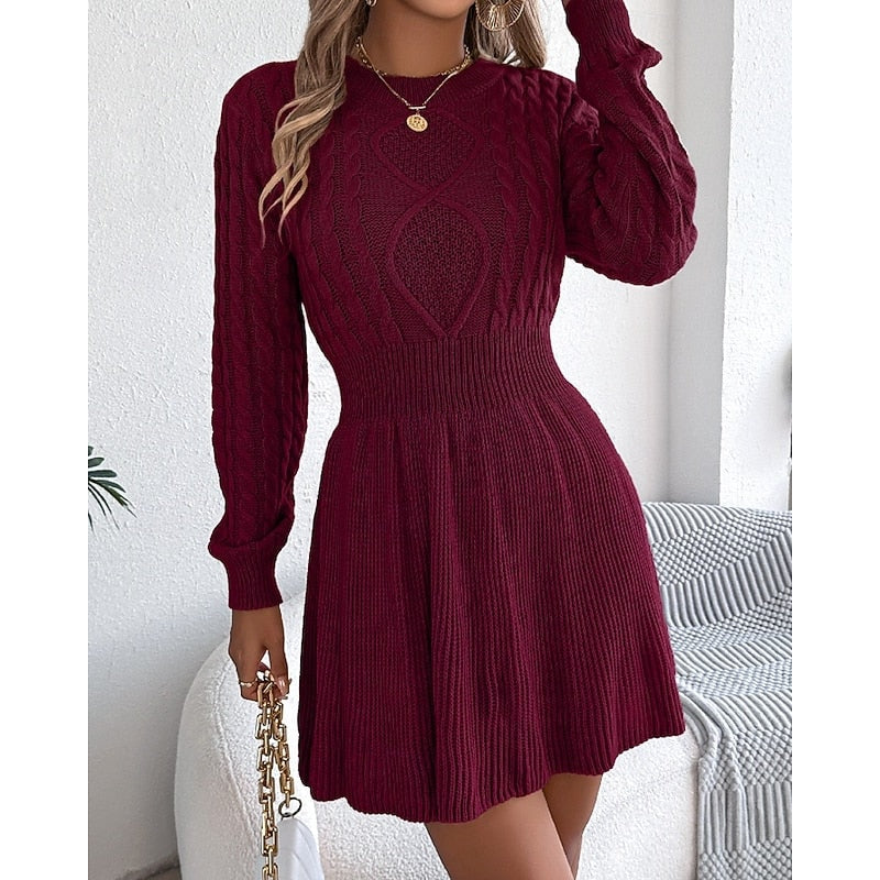 Willow | Cable Knit Christmas Party Sweater Dress